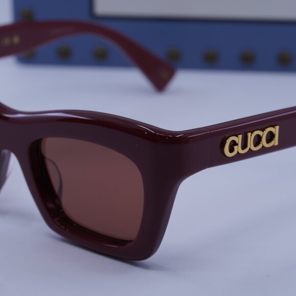 Gucci GG1773SA 002 Cat Eye Sunglasses - Burgundy/Brown - Picture 4 of 12